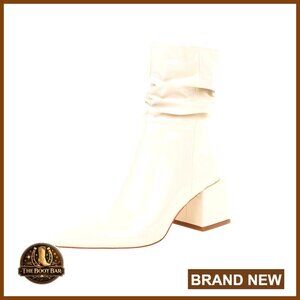 Faux Patent Leather Pointed Toe Ankle Boots with Chunky Block Heel